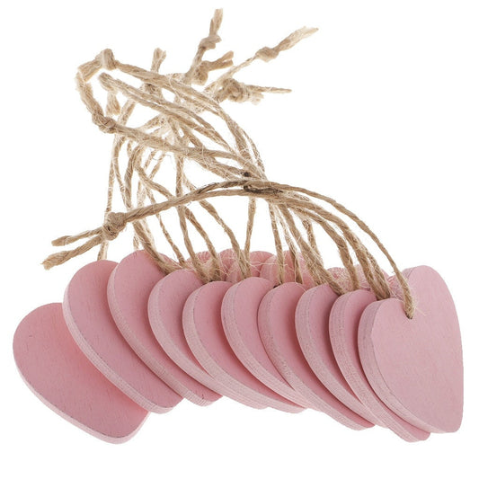 Streu Holz Herzen  Rosa 10 Stück im Set Bastel Holz Deko Basteln Holzanhänger Herzen Hochzeit Verlobung ca.40x40mm