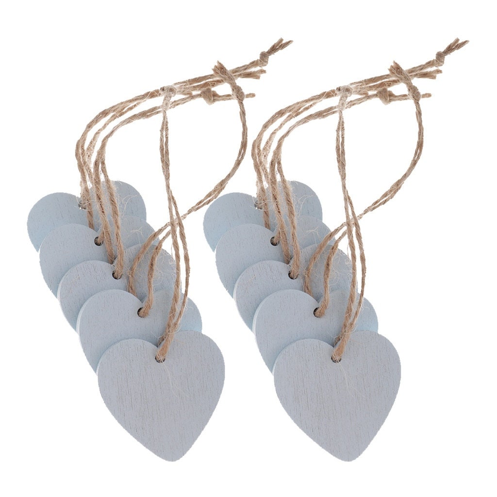 Scatter Wood Hearts Light Blue 10 pieces in a set Craft Wood Decoration Crafts Wooden Pendant Hearts Wedding Engagement approx.40 x 40 mm