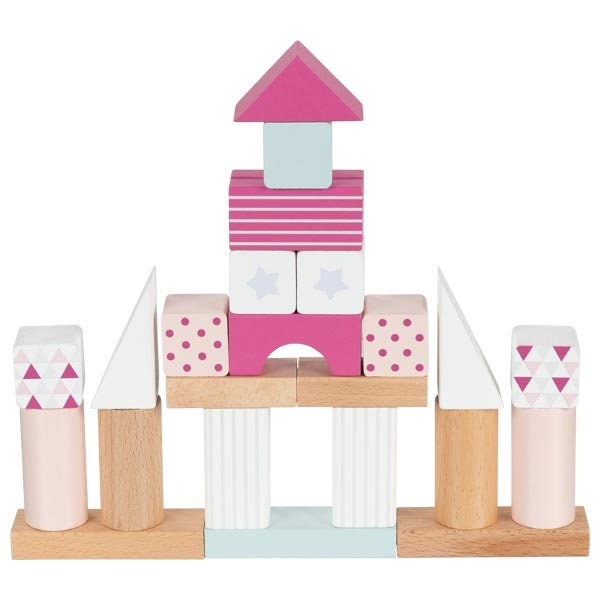 Holzbauklötze Pastell Rosa Spielzeug Holzspielzeug Bauklötze Spiel Kinder ab 2 Jahren Holzsteine Pastell