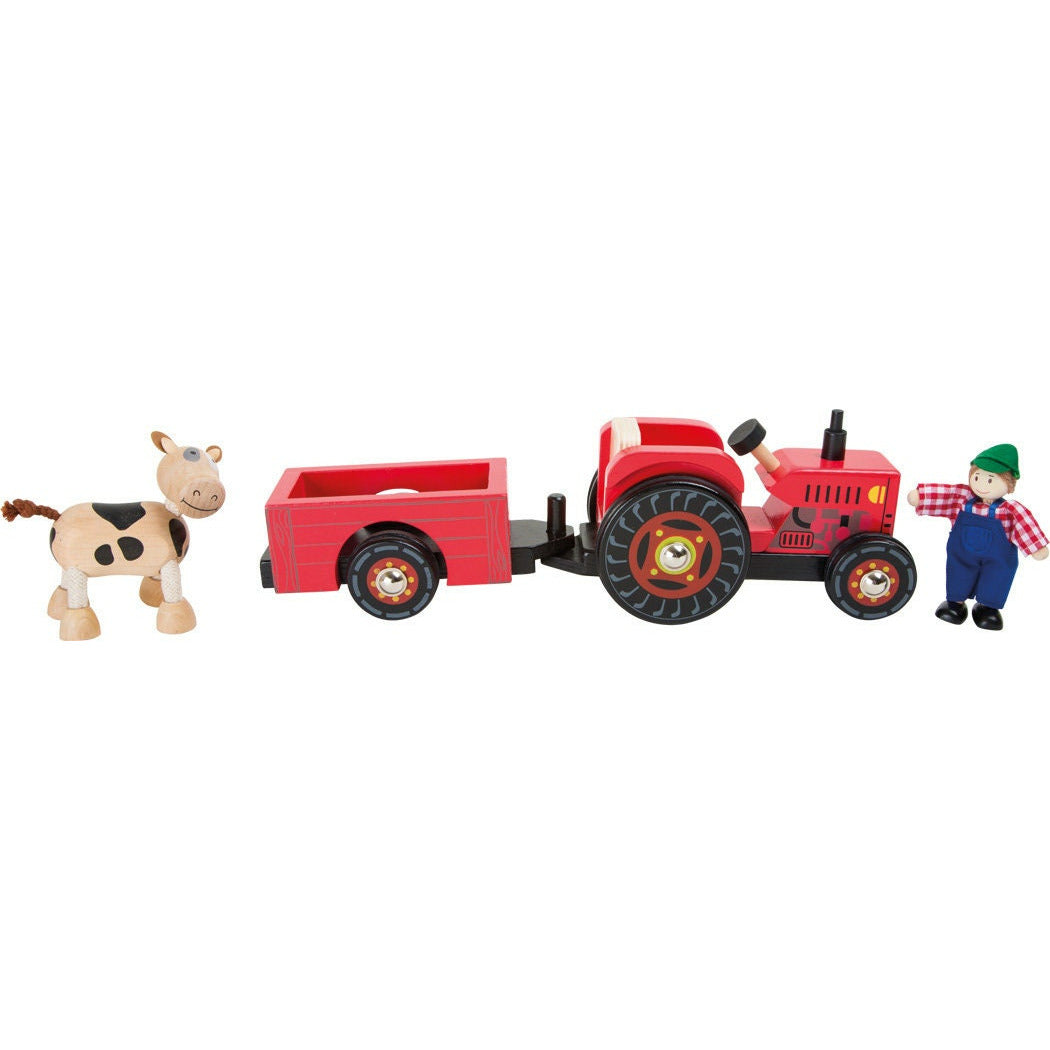 Holz Traktor mit Tieren Holz Spielzeug Trecker Holz Tiere Bauernhof Spielzeug Traktor Landleben  1 Traktor, 1 Anhänger, 1 Tiere