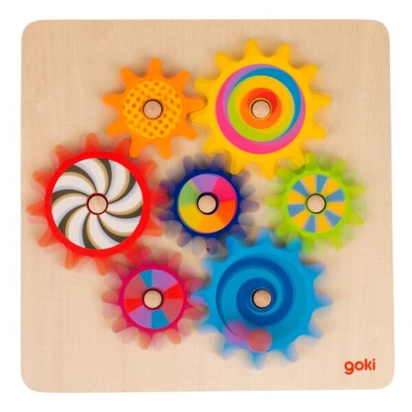 Goki Zahnrad Puzzle Holz Goki Personalisierbares Zahnrad Bausatz Holz Puzzle Holzspielzeug ab 3 Jahren Kinderspielzeug zum Lernen Motorik Spiel Holz Bauen