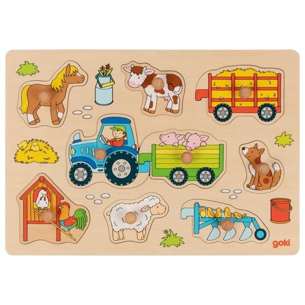 JETZT NEU Personalisiert gelasert Setzpuzzle Bauernhof Steckspiel Holz Puzzle Kinder Spielzeug Steckpuzzle Puzzle Bauernhof Tiere 9 Teilig