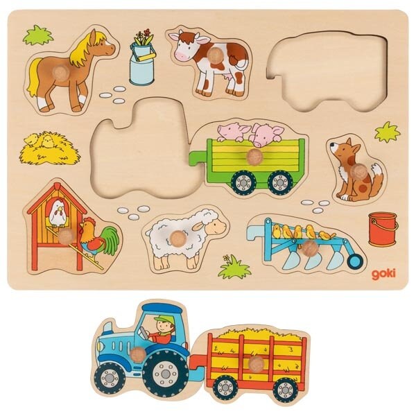 JETZT NEU Personalisiert gelasert Setzpuzzle Bauernhof Steckspiel Holz Puzzle Kinder Spielzeug Steckpuzzle Puzzle Bauernhof Tiere 9 Teilig
