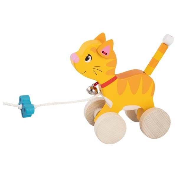 Goki Nachzieh Spielzeug Personalisiert Nachziehe Spielzeug Katze aus Holz Ziehspielzeug Holzspielzeug Kinderspielzeug ab 1 Jahre Goki