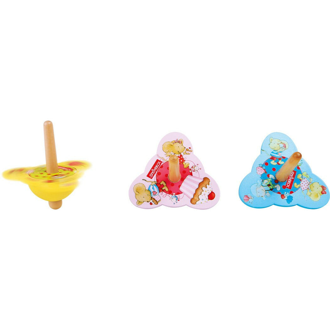 Holzkreisel, 3 Farben  Gastgeschenk, Kindergeburtstag, Mitbringsel aus Holz Kinderspielzeug Holzspielzeug ca. 7 x 7 x 7 cm