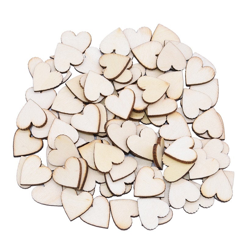 Streu Holz Herzen  50 Stück im Set Bastle Holz Deko Basteln Herzen Hochzeit Verlobung ca.40x40mm