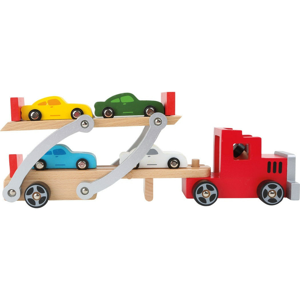 Holz LKW  Spielzeug Truck Holzspielzeug LKW mit Auto Spielzeug Autotransporter LKW Spiele Autos aus Holz Bunte Farben. Kinder ab 3 Jahren