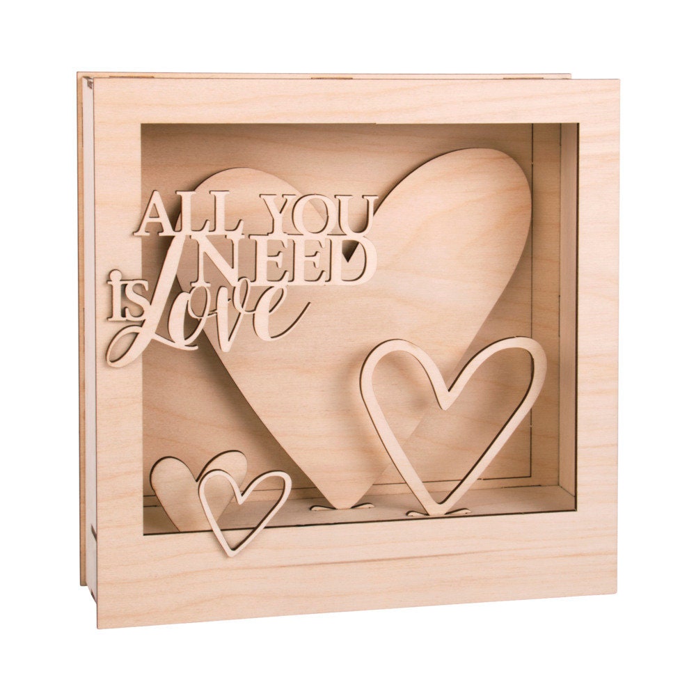 Holz Bausatz 3D-Motivrahmen Bausatz Love mit LED Kette Bastle Satz Holz Deko Geschenk Spielzeug Hochzeit Liebe