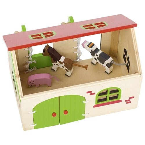 Goki Spielzeug Bauernhof Holz Goki Personalisierbarer Bauernhof XL Bauernhof Holz Kinderspielzeug ab 3 Jahren Holzspielzeug Holz Tiere Bauern mit Namen Spiel
