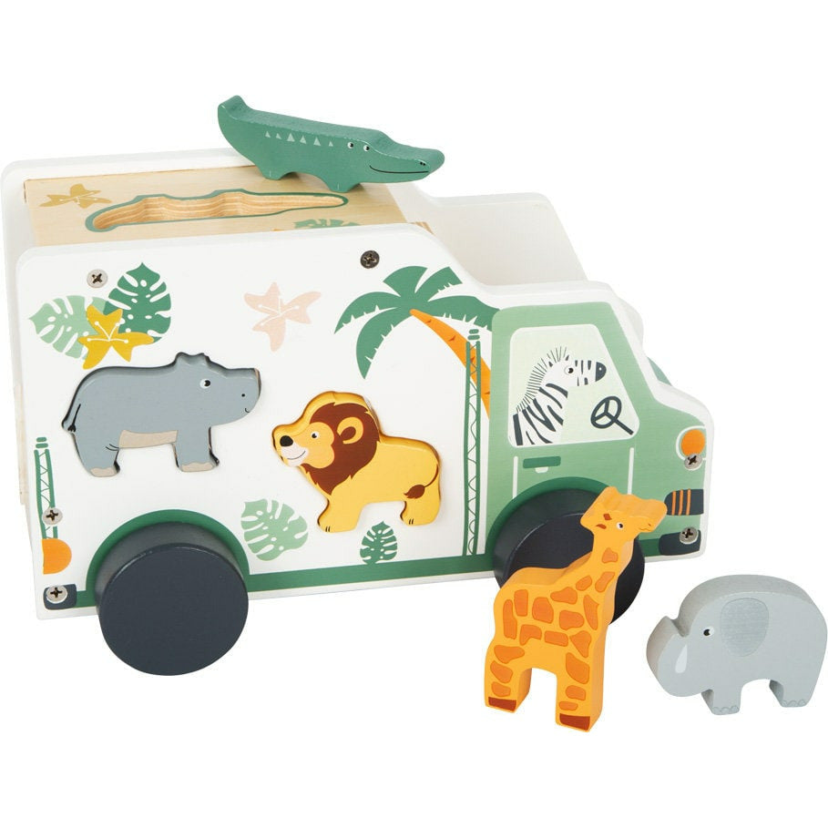 Holz Auto Bus Personalisiert mit Tieren Safari Holzspielzeug Kinderspielzeug Pastellfarben Geschenk Spiel Kinder ab 12 Monaten
