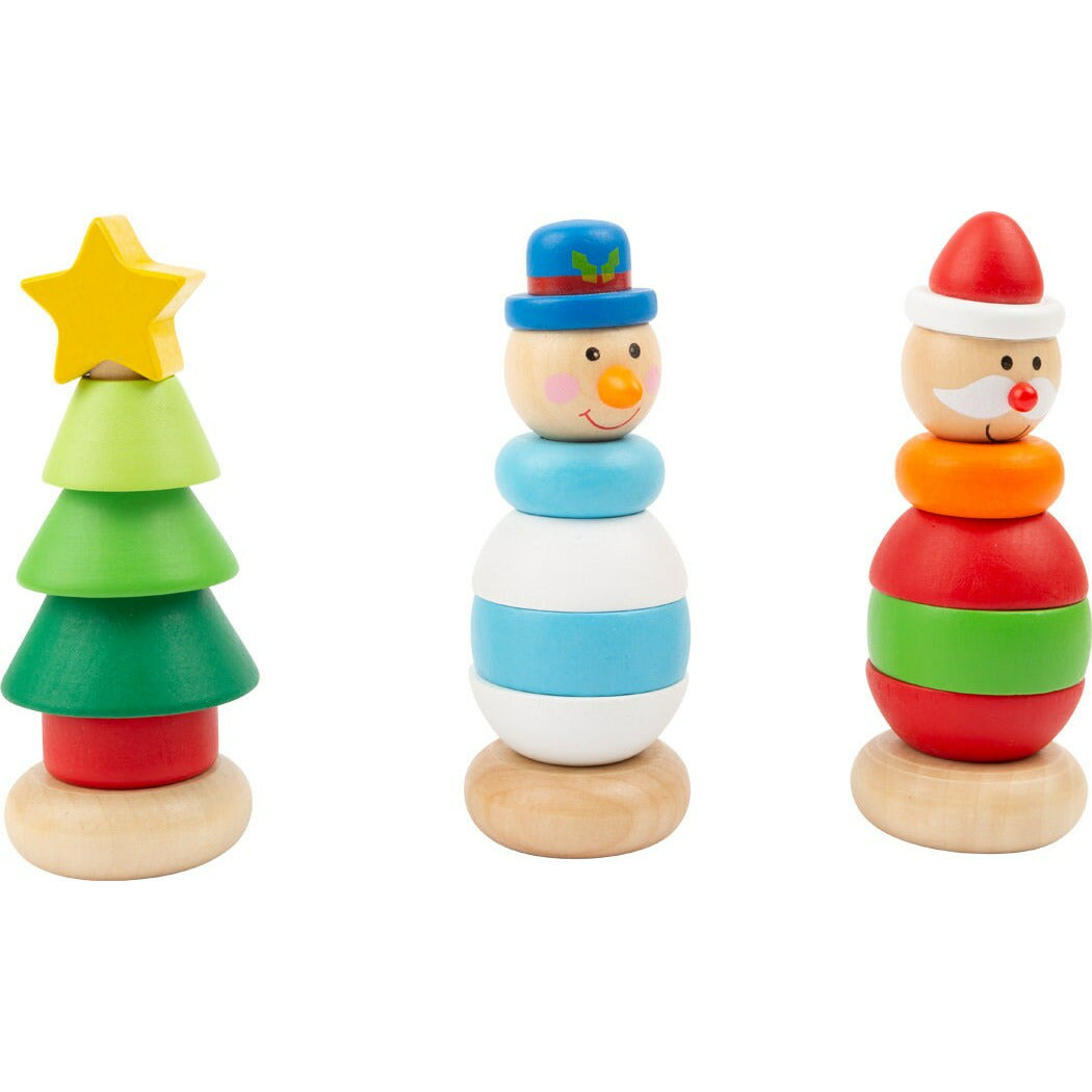 Spielzeug Stapel Weihnacht Holzspielzeug aus Holz Turm in Buntem Holz Weihnachtsspielzeug  Puzzle Maße ca. 13,5x5cm ab 1 Jahr,