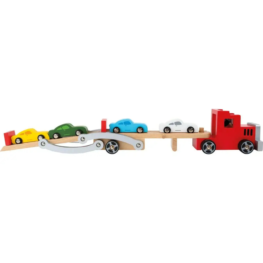 small foot Spielzeuge LKW Holz Holz LKW  Spielzeug Truck Holzspielzeug LKW mit Autotransporter Bunte Farben. Kinder ab 3 Jahren small foot