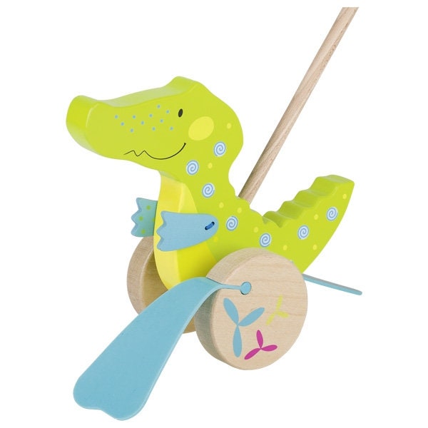 Personalisiertes Schiebe Krokodil Kinderspielzeug Holzspielzeug Ab 12Monaten zum Spielen Schiebe Spiel Holz