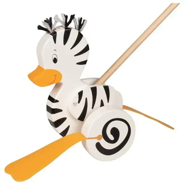 Goki Baby & Kleinkind Schiebe Zebra Ente Kinderspielzeug Holzspielzeug Ab 12 Monaten zum Spielen