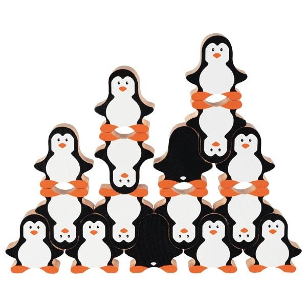 Stapelfiguren Pinguine Holzspielzeug Pinguin Kinderspielzeug ab 2 Jahren Motorik Spiel aus Holz Bunt
