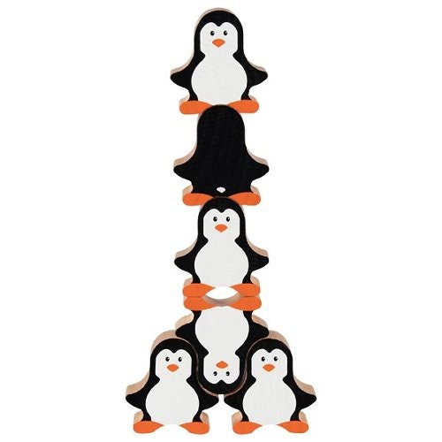 Stapelfiguren Pinguine Holzspielzeug Pinguin Kinderspielzeug ab 2 Jahren Motorik Spiel aus Holz Bunt