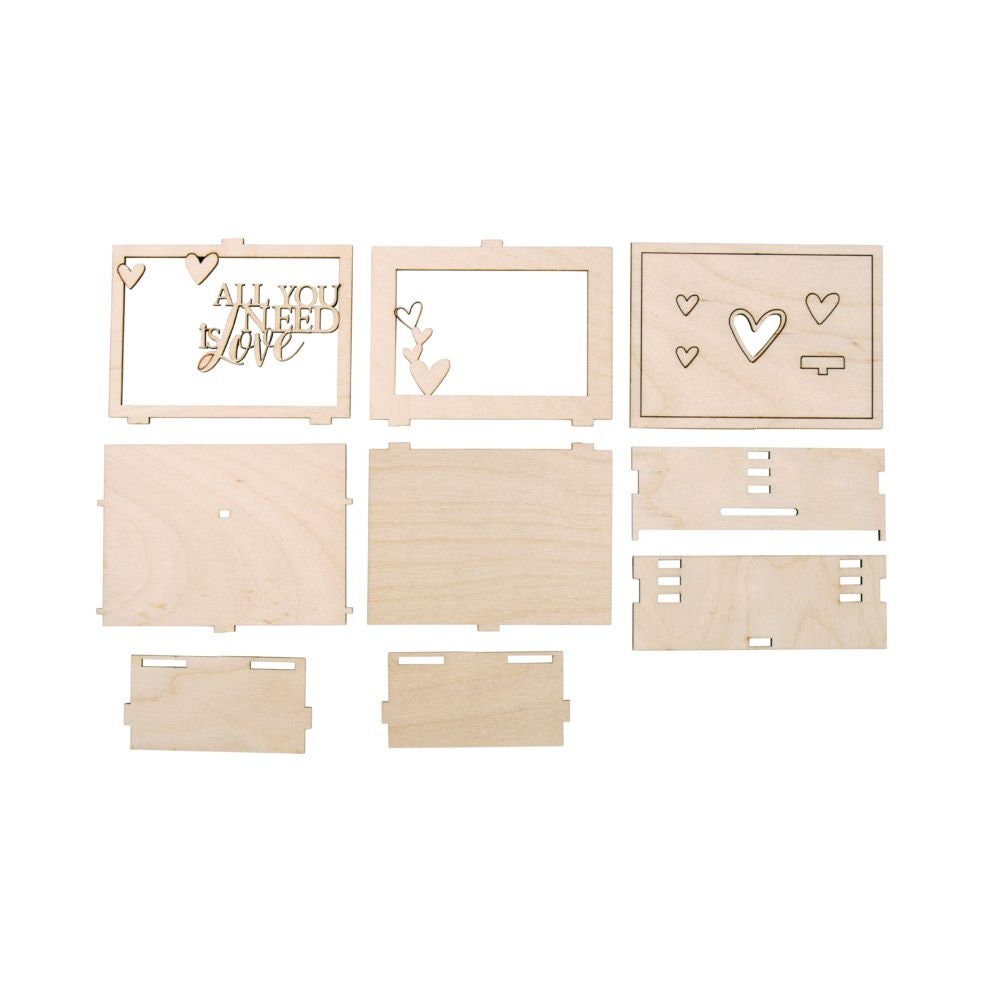 Spardose Holz 3D Geschenkbox Love, FSCMixCred, 11, 5x8, 5x5cm, 14 -teilig Bausatz, Box 1Set, natur liebe