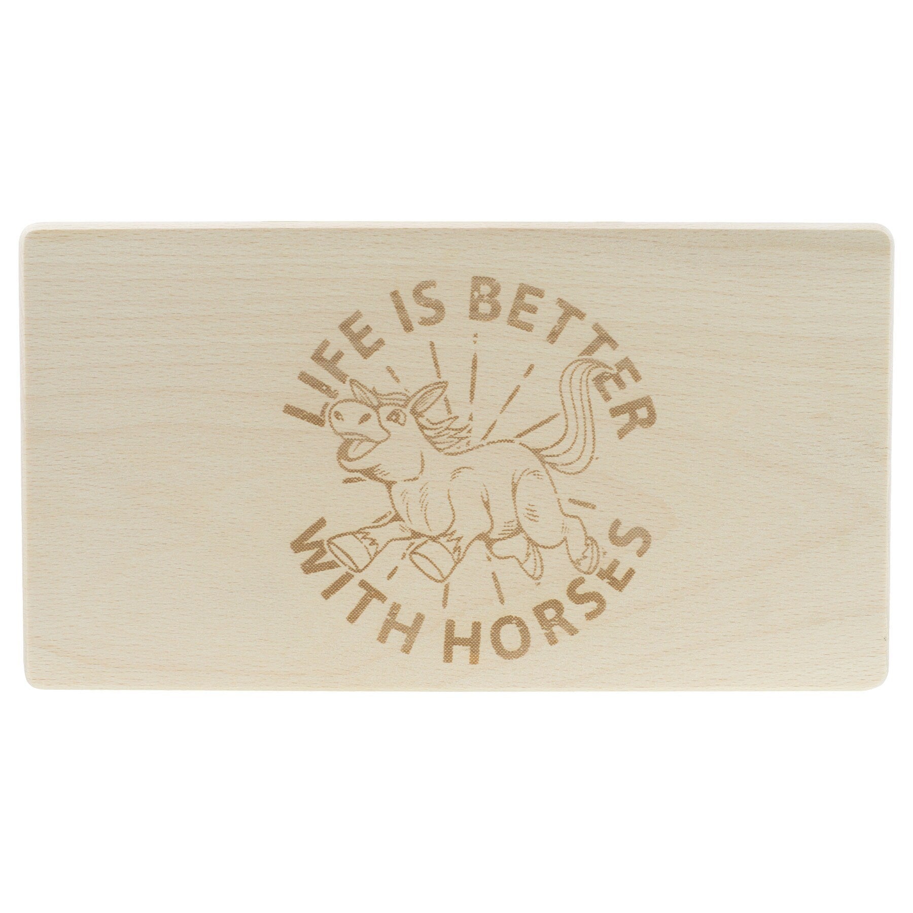 Frühstücksbrettchen Personalisierung Pferd mit Beschriftung Holz Laser mit Name Bild Holz Brett Geschenk  220 x 120 x 10 mm (LxBxH)