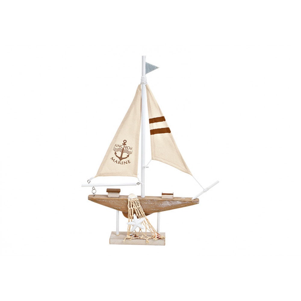 Sailboat XL made of wood, linen natural sea sailing ship ship boat decoration made of wood gift 29x40x5cm