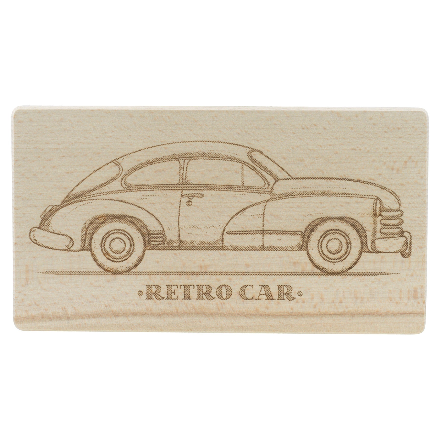 Frühstücksbrettchen Personalisierung Oldtimer mit Beschriftung Holz Laser mit Name Bild Holz Brett Geschenk  220 x 120 x 10 mm (LxBxH)