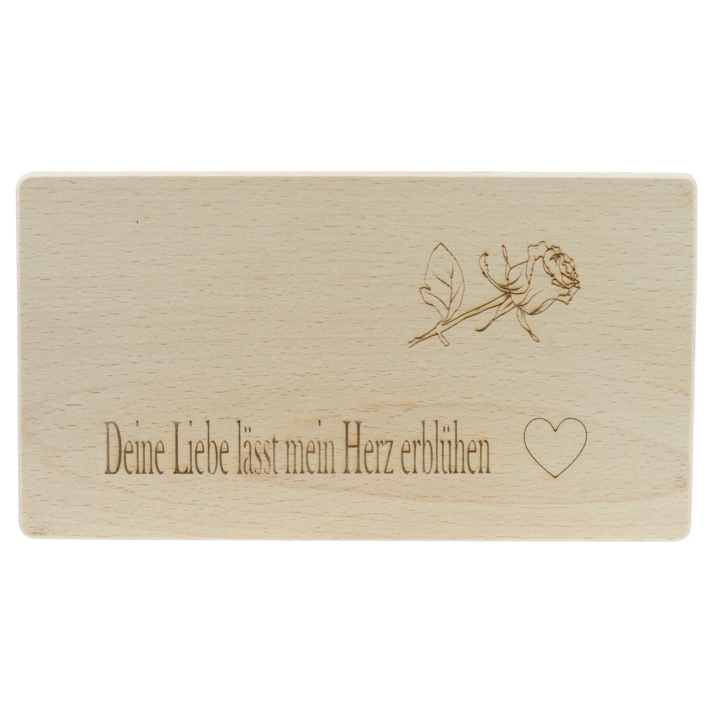 Frühstücksbrettchen Personalisierung Liebe Blume mit Beschriftung Holz Laser mit Name Bild Holz Brett Geschenk  220 x 120 x 10 mm (LxBxH)