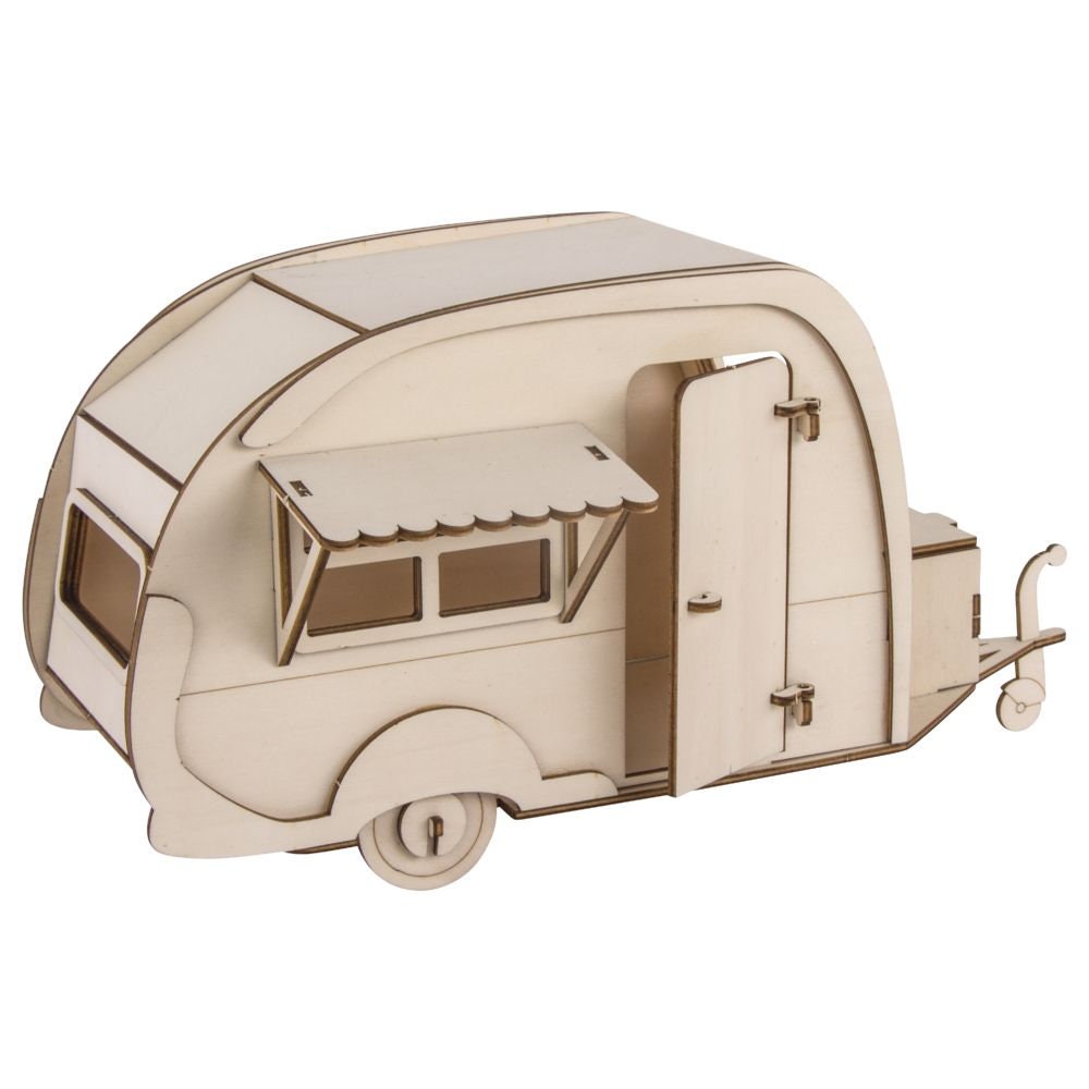 Wohnwagen Bausatz Deko Bastle Wohnwagen zum anmalen Holz Wohnwagen Kinderspielzeug Maße des Wohnwagens: 36x18x15cm