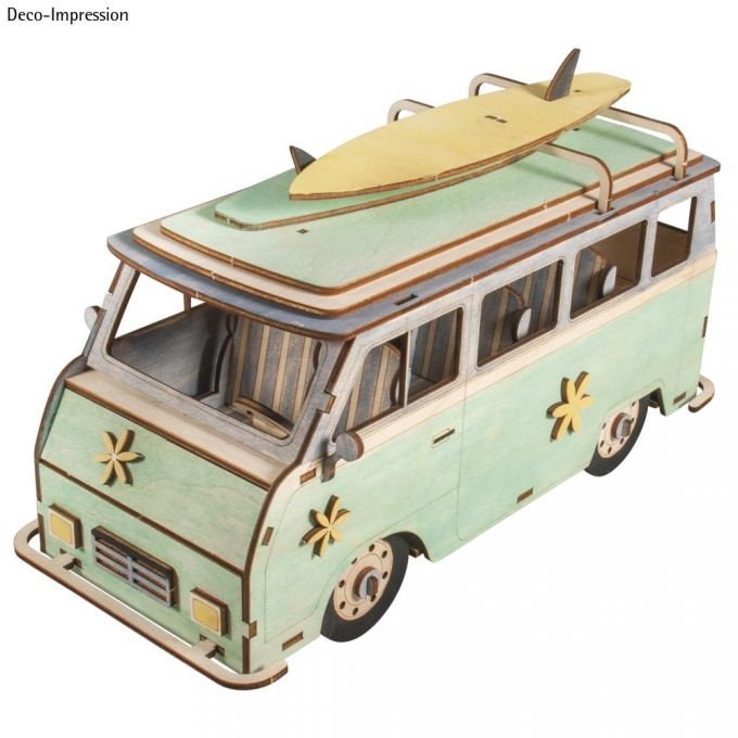 Caravan Kit Decoration Bastle Bulli VW Bus Motorhome Camping Bus for painting wood Children's toys Dimensions of the motorhome Size 30x13x17 cm