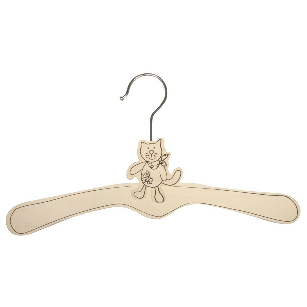 Kinder Personalisiert  Kleiderbügel Holz Katze Kleiderbügel zum bemalen Basteln ca. 34 cm