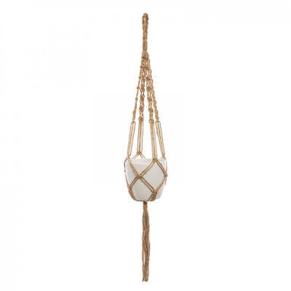 Blumentopf mit Aufhängung Blumenampel Seilhängetopf in Weiß Juteseil Aufhänger mit Blumentopf weiß 11,5 x Höhe 75 cm