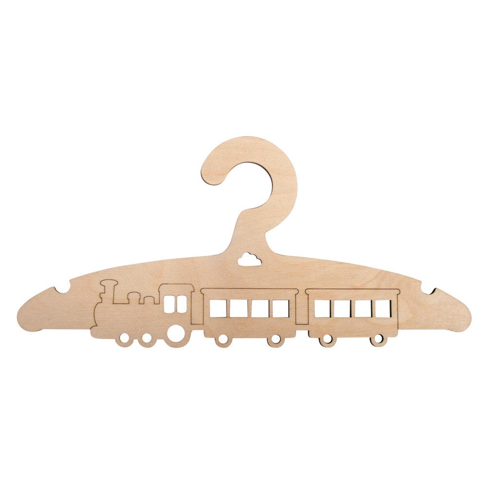 Kinder Personalisiert  Kleiderbügel Holz Eisenbahn Kleiderbügel zum bemalen Basteln ca. 19,8x14cm