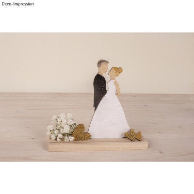Holzmotiv Brautpaar, Personalisierbar  Hochzeitsdeko Hochzeit Schuck zum selber malen Hochzeitsgeschenk  9x15, 5cm, 4-teilig,