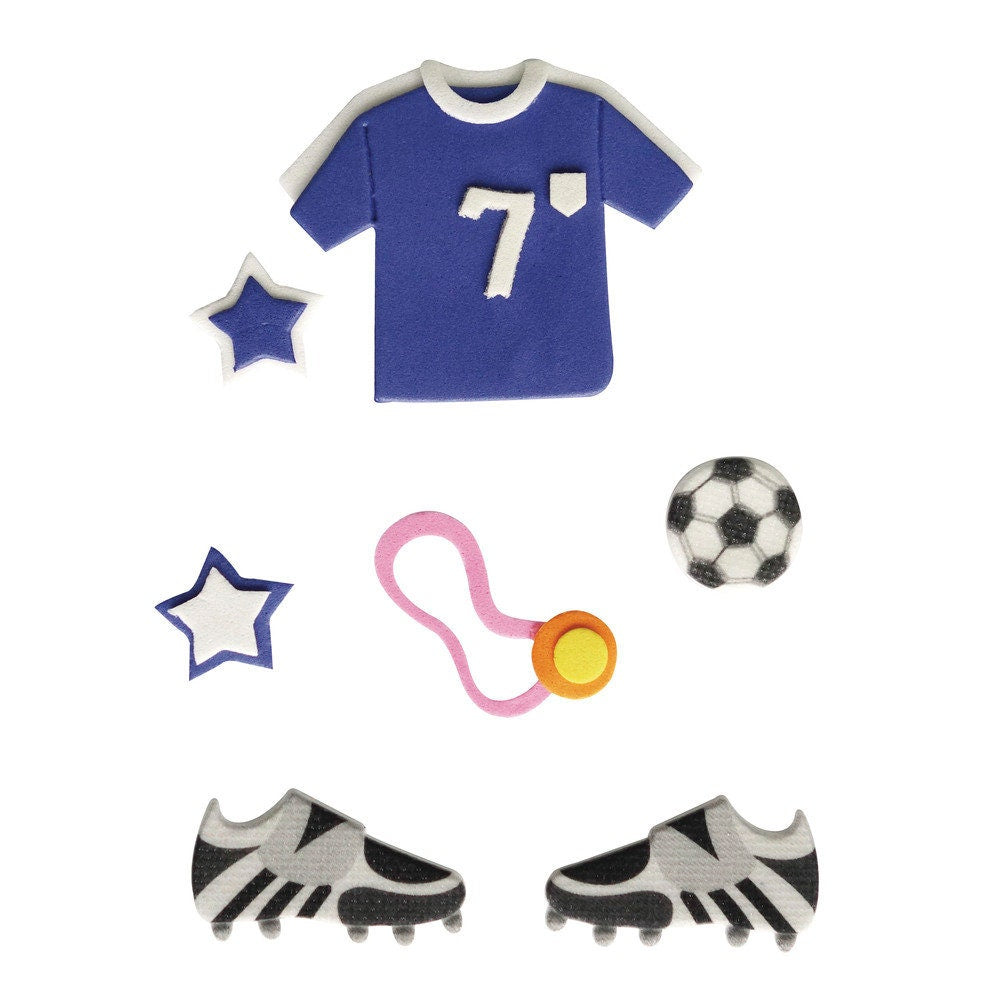 Deko-Sticker Fußball Ball Trikot , Streuartikel Geschenk Fußball basteln mit Klebepunkt, 7 Stück  - Material Papier Kinderspielezug