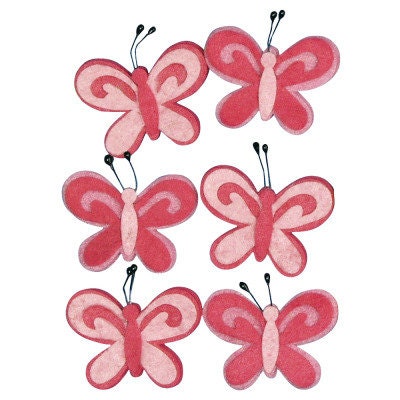 Filz-Schmetterling, 5cm,  6 Stück, Pink Streuartikel Tischdeko Geschenke Verzierung Schmetterling