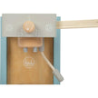 Holzspielzeug Kaffeemaschine mit Holzgriff und 'tasty'-Logo, ideal für Kinderküche und kreatives Spielen