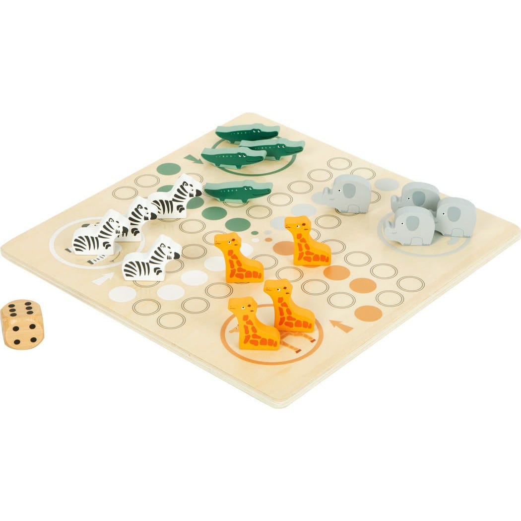 small foot Mensch ärgere dich nicht Personalisiertes gelasert Brettspiel Ludo Safari Tiere Holzspielzeug bis zu 4 Name