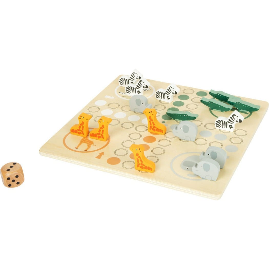 small foot Mensch ärgere dich nicht Personalisiertes gelasert Brettspiel Ludo Safari Tiere Holzspielzeug bis zu 4 Name
