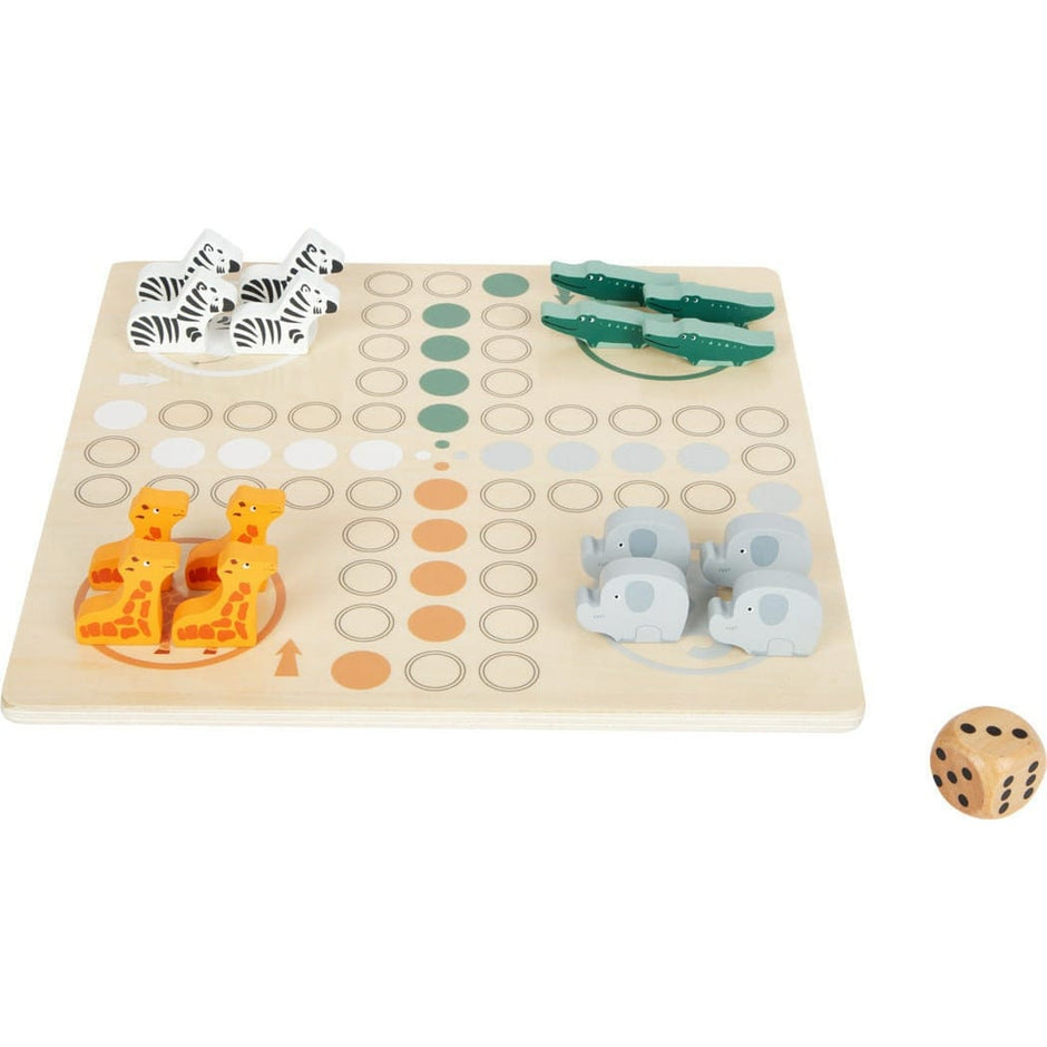 small foot Mensch ärgere dich nicht Personalisiertes gelasert Brettspiel Ludo Safari Tiere Holzspielzeug bis zu 4 Name