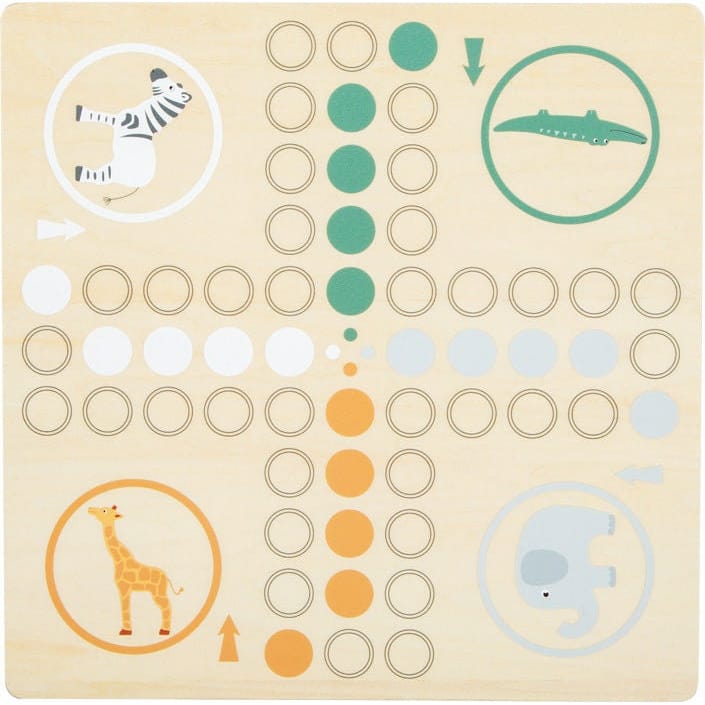 small foot Mensch ärgere dich nicht Personalisiertes gelasert Brettspiel Ludo Safari Tiere Holzspielzeug bis zu 4 Name