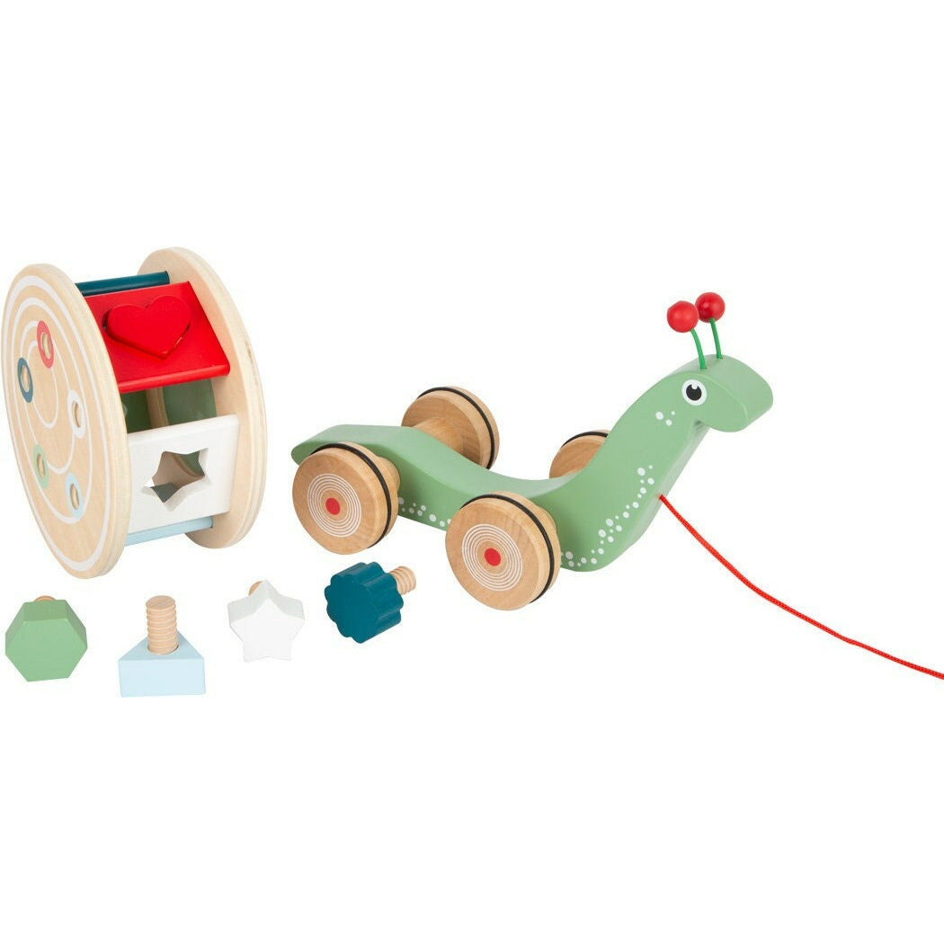 Personalisiert Nachziehe Super Schnecke aus Holz mit Bauklötzen Ziehspielzeug Holzspielzeug Kinderspielzeug ab 1 Jahre