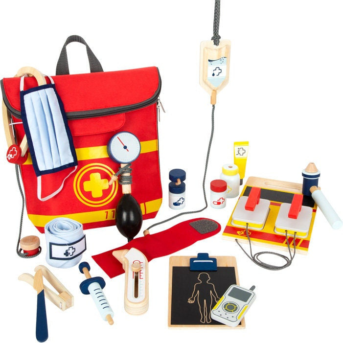 Personalisierter Notarztrucksack Kinderspielzeug Arztkoffer Arztspielzeug Holzspiel Kinder ab 3 Jahren