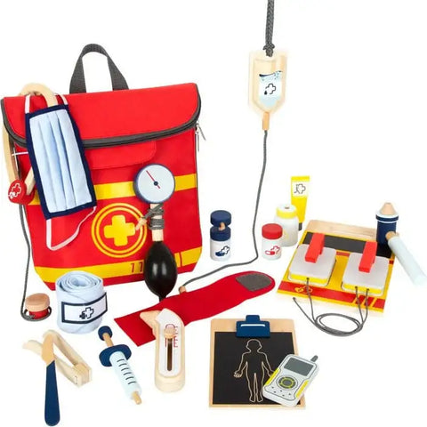 Legler Arztspielset Holz Personalisierter Notarztrucksack Kinderspielzeug Arztkoffer Arztspielzeug Holzspiel Kinder ab 3 Jahren