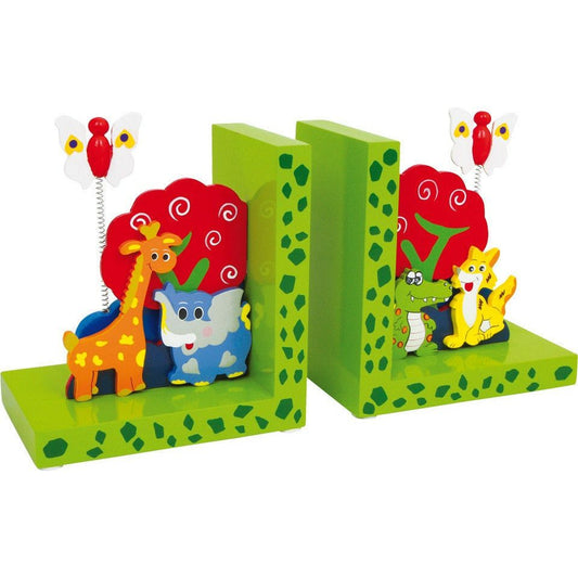Buchstützen Kinderbücher Holzspielzeug Buchstütze Tier Kinderregal Buchhaler Tiere ca. 14 x9x16 cm 2 Teilig