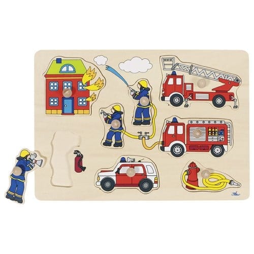 Goki Setzpuzzle Feuerwehr OHNE NAME JETZT NEU Personalisiert gelasert Setzpuzzle Feuerwehr Holz Puzzle Kinder Puzzle 8 Teilig