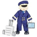 Biegepuppe Holz Pilot Flugzeug Kapitän Puppe Kinderspielzeug Deko Puppe