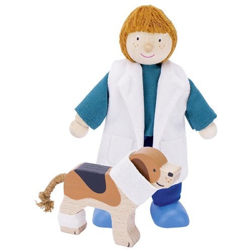 Biegepuppe Holz Tierärztin Arzt Tierarzt Puppe Kinderspielzeug Deko Puppe