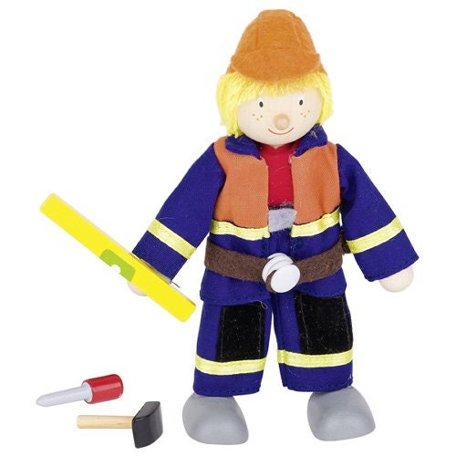 Biegepuppe Holz Bauarbeiter Handwerker Puppe Kinderspielzeug Deko Puppe