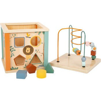 Personalisierbarer XL Stabiler Motorikwürfel aus Holz mit fünf bespielbaren Flächen ab 12 Monaten Holzspielzeug Kinderspielzeug