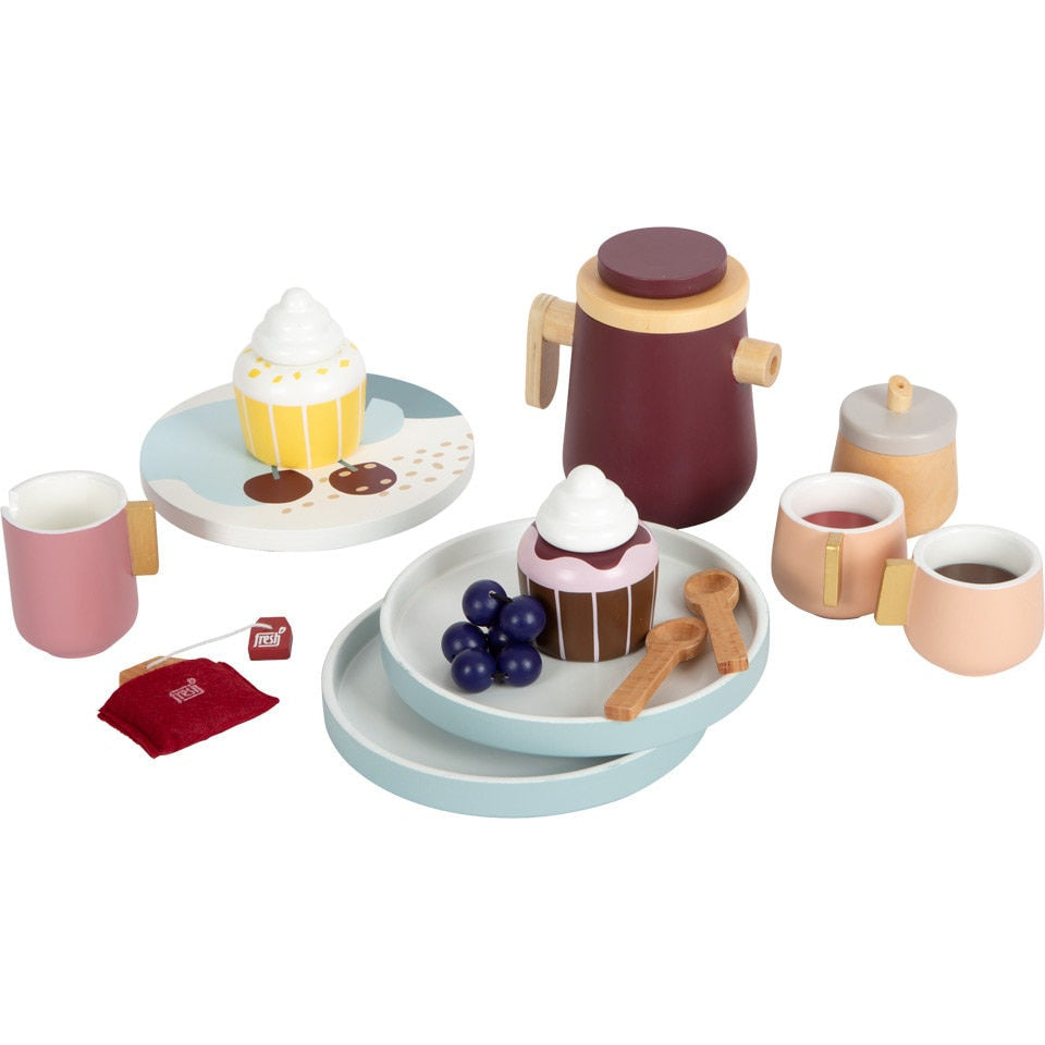 XL Spielset Holz Kaffee und Tee-Set Spielzeug Picknik Holzspielzeug Kinder ab 3 Jahren Spielzeug Küche