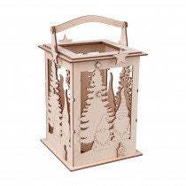 Weihnachtsmotiv Laterne Holz Wichtel mit LED Kette  Bausatz Weihnachtsdekoration selber basteln
