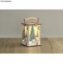 Weihnachtsmotiv Laterne Holz Wichtel mit LED Kette  Bausatz Weihnachtsdekoration selber basteln